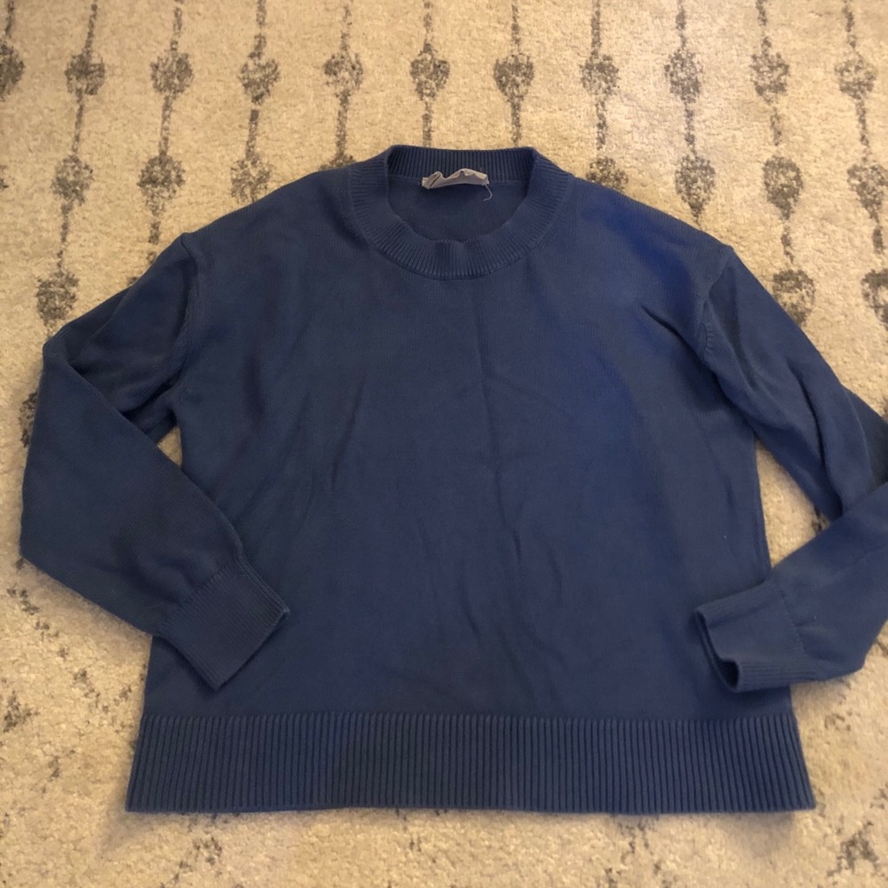 Everlane blue cotton crewneck pullover sweater